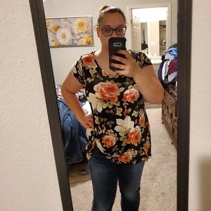 Floral tunic with front tie knot size L